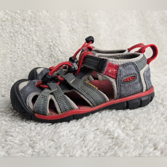 KEEN Kid Sandals Size 9 Gray And Red Color Machine Washable - Picture 3 of 7